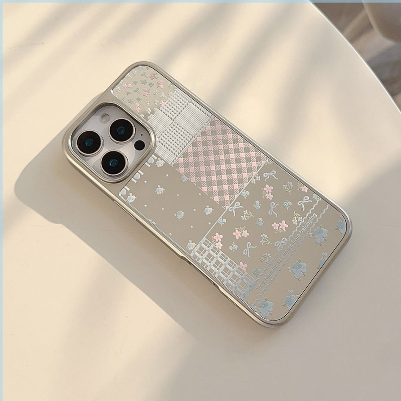 〖i909〗ミラーレースフラワースマホケース