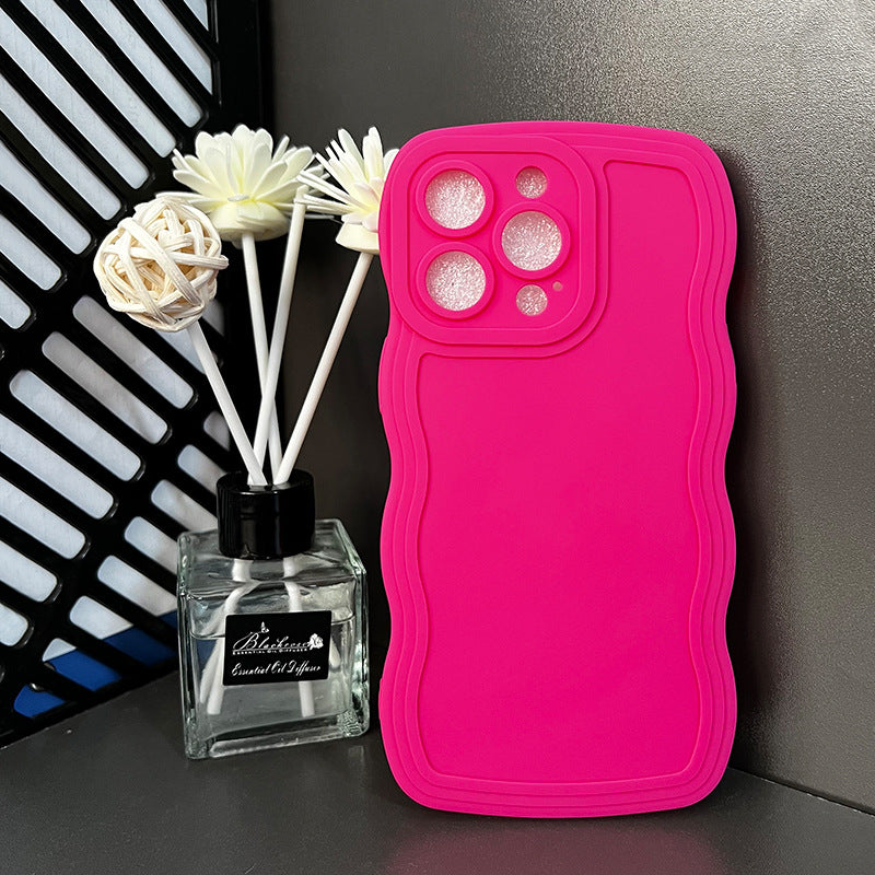 〖i767〗アイフォン 15 ケース/iPhone ケースくすみ カラークリア/大きな波／スマホケース14 シンプル