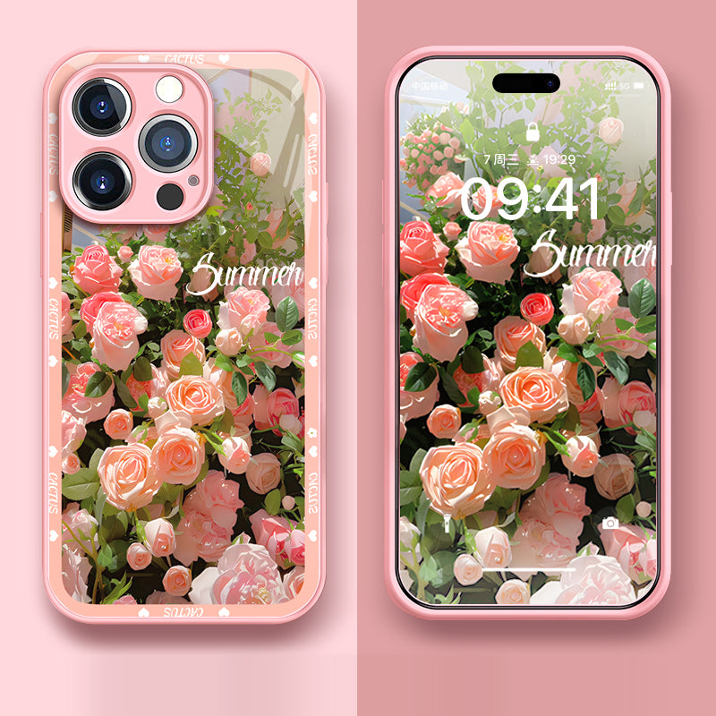 〖i706〗アイフォン 15 プロ カバー,ピンクのバラスマホケース,iPhone 13 14Pro Max ケース