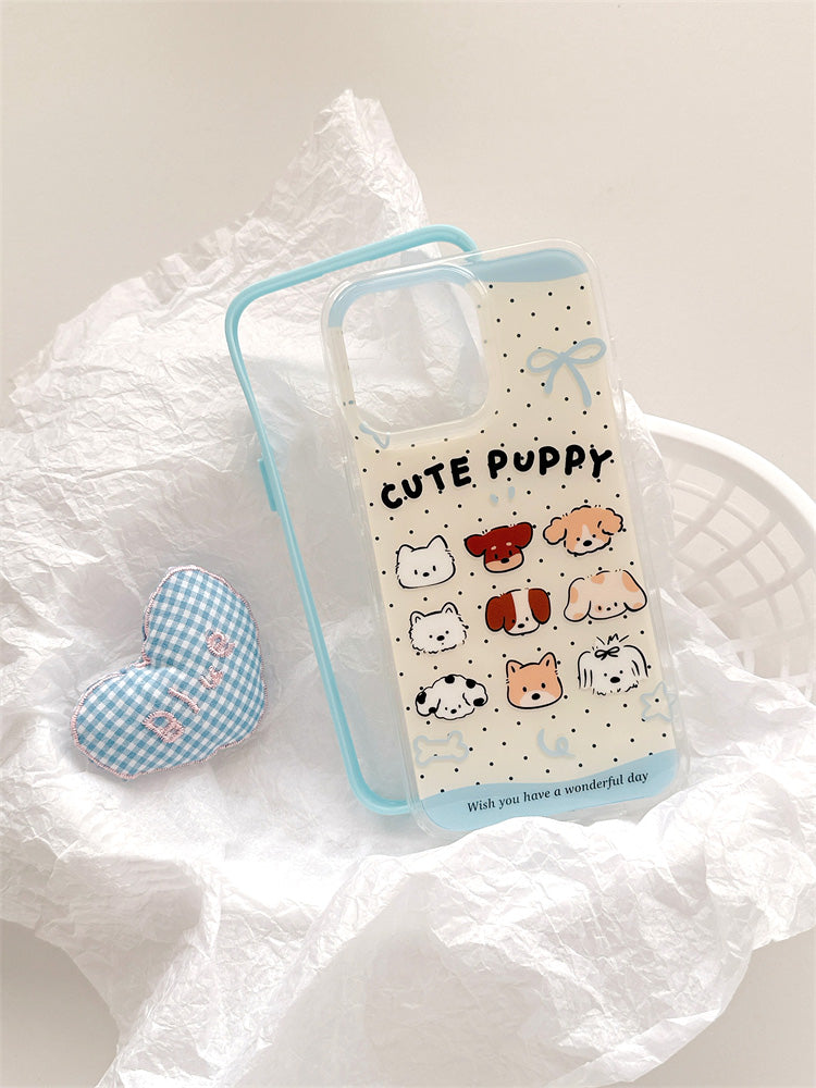 〖i917〗かわいい水玉模様の子犬の携帯ケース