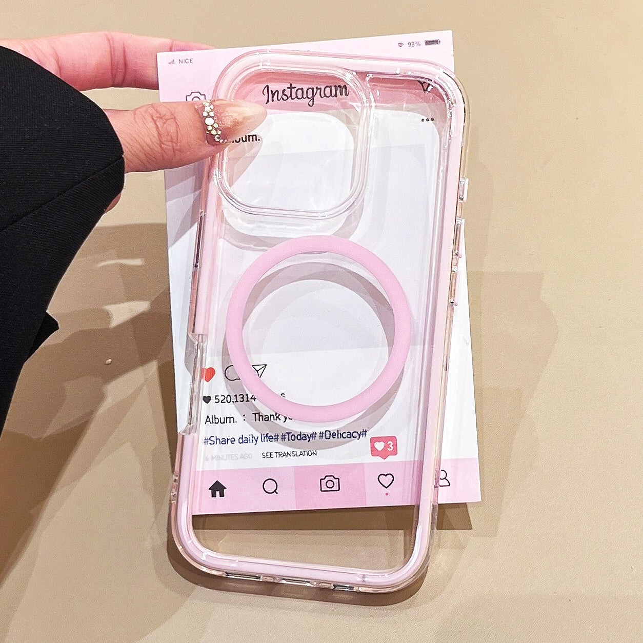 〖i948〗iphone マグネット ケース 背面（カラー透明）