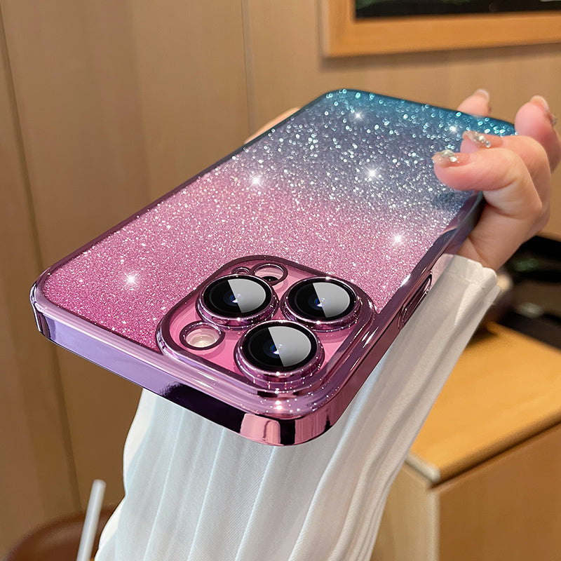 〖i879〗iPhone 16 16Proケース高級ダイヤモンドグラデーショングリッターケース