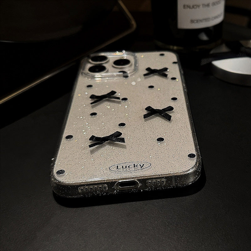 〖i834〗キラキラリボンiPhoneケース iPhone 14ケース 透明クリアカ