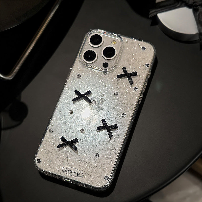 〖i834〗キラキラリボンiPhoneケース iPhone 14ケース 透明クリアカ