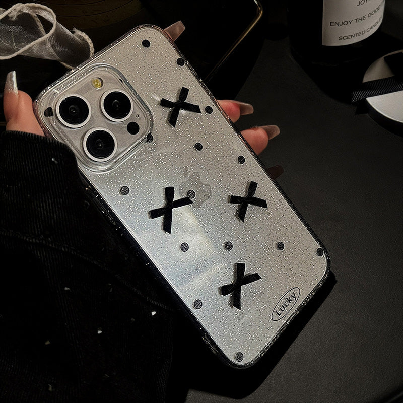 〖i834〗キラキラリボンiPhoneケース iPhone 14ケース 透明クリアカ