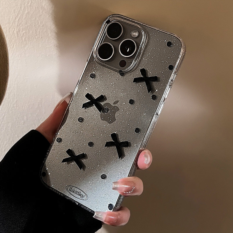 〖i834〗キラキラリボンiPhoneケース iPhone 14ケース 透明クリアカ