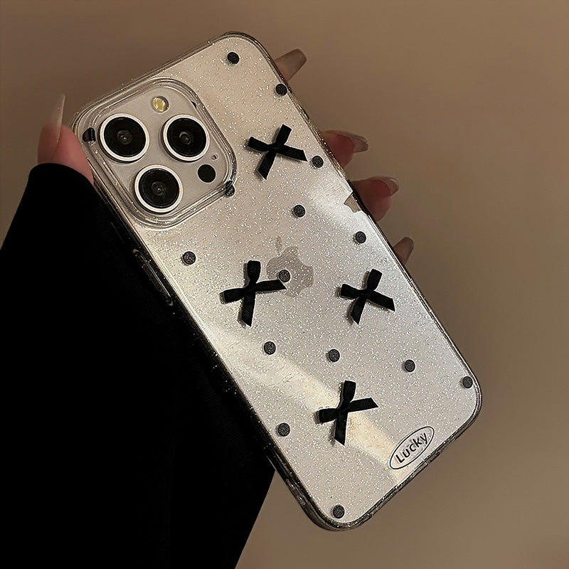 〖i834〗キラキラリボンiPhoneケース iPhone 14ケース 透明クリアカ