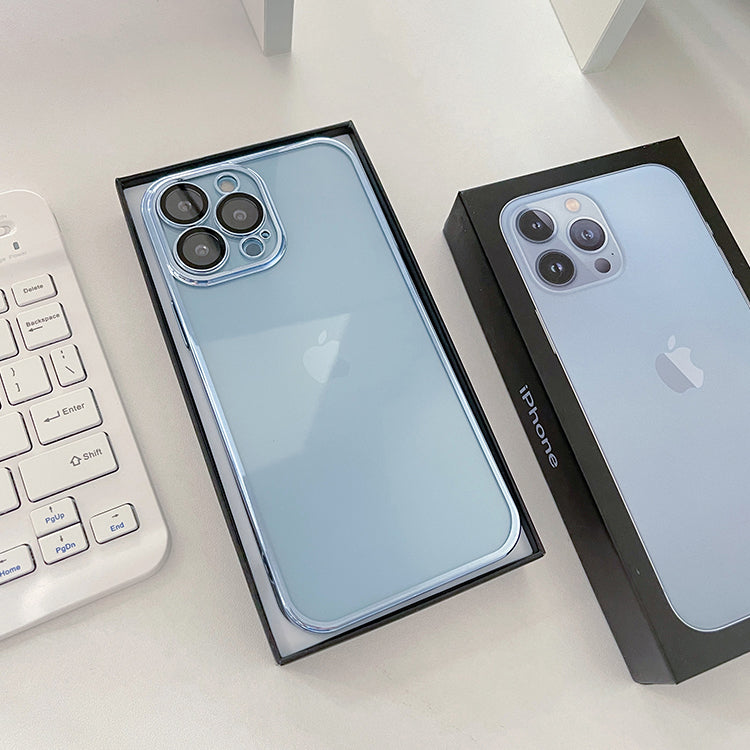 〖i364〗単色電気携帯電話ケース/iPhone 13スマホケース/IPhone 12 ケースかわいい電話ケース