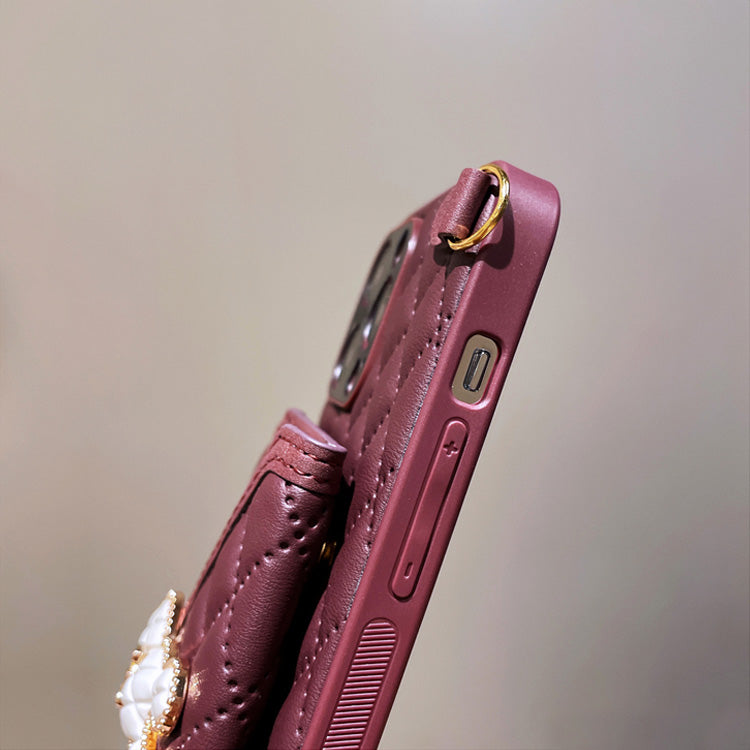 〖i599〗iPhone 14 Pro ケース ベルト付き ショルダー 肩掛け 斜めがけ 皮革カバー 背面カード収納 耐久性 おしゃれ ブラケ 落下防止