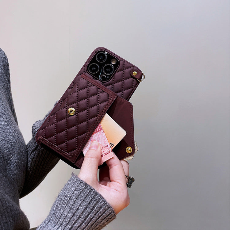 〖i599〗iPhone 14 Pro ケース ベルト付き ショルダー 肩掛け 斜めがけ 皮革カバー 背面カード収納 耐久性 おしゃれ ブラケ 落下防止