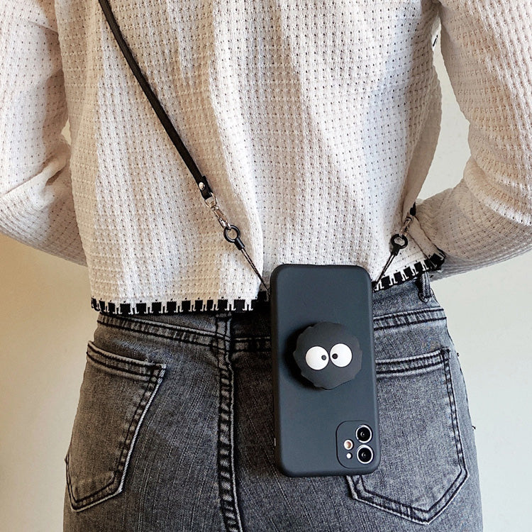 〖i595〗スタイリッシュなブラック ブリケット クロスボディ iPhone 14 スマート ケース