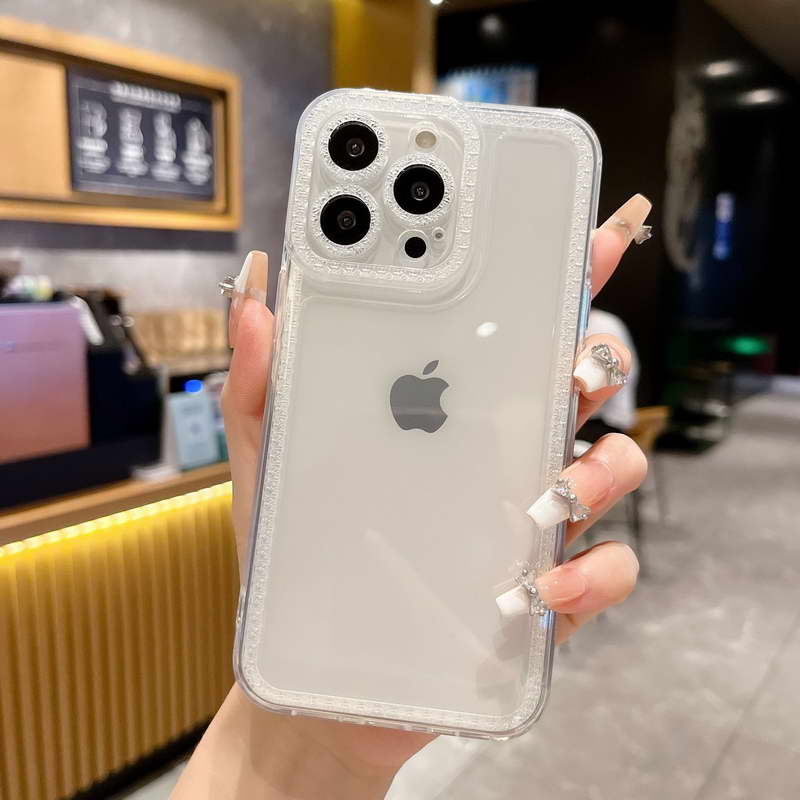 〖i588〗ダイヤモンド グリッター 透明 ソフト シリコン 電話ケース iPhone 14 13 12 11 Pro MAX フラッシュ クリア 耐衝撃カバー