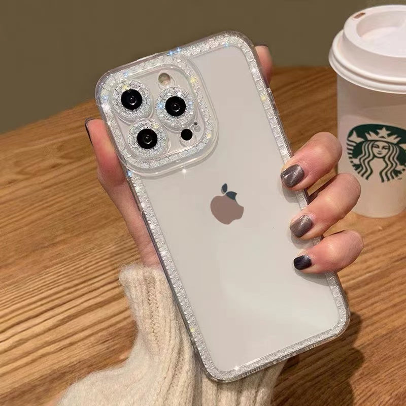 〖i588〗ダイヤモンド グリッター 透明 ソフト シリコン 電話ケース iPhone 14 13 12 11 Pro MAX フラッシュ クリア 耐衝撃カバー