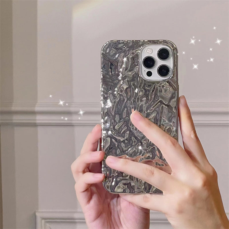 〖i443〗iPhone 13銀スマホケース/iPhone 12/11/13Pro Max 高度なテクスチャケース