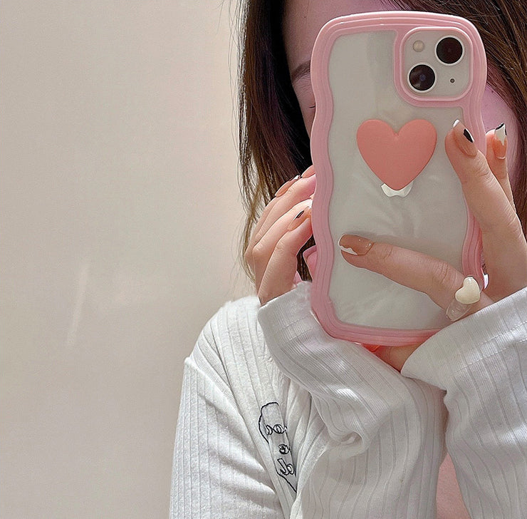 〖i332〗愛 iPhone ケースiPhone 電話ケース透明なTPUフレーム iPhone 13 スマホケース